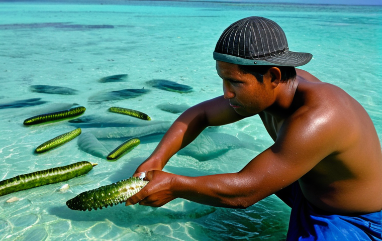 키리바시 로컬 비즈니스 성공 사례 - **Subject:** A Kiribati woman, Tiana, creating handicrafts from coconut shells.
    **Clothing:** Fu...