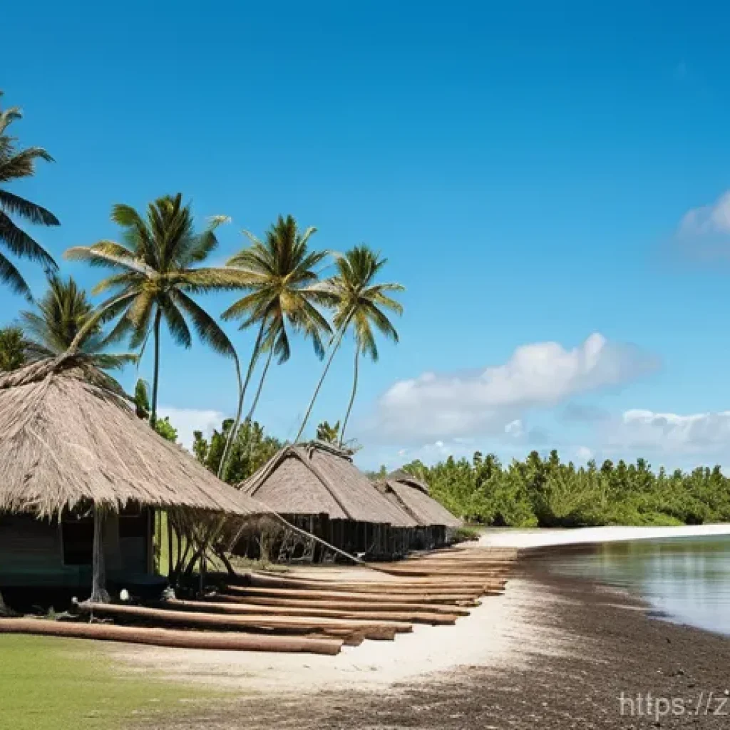 키리바시 영국 식민지 시절 - **Prompt for Economic Change:**
"A vibrant, wide-angle shot depicting a Kiribati island scene du...